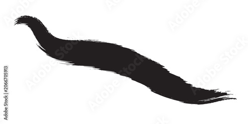 Dynamic Black Ink Brush Stroke with Rough Edges.