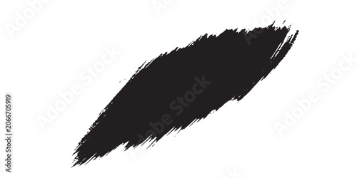 Abstract black paint brush stroke isolated on white background.