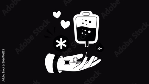 Blood Group Black and White Alpha Channel Animation
