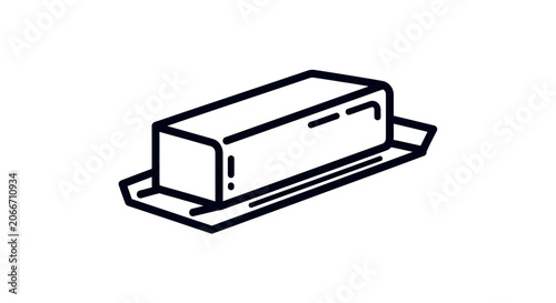 Simple butter stick illustration on dish icon graphic