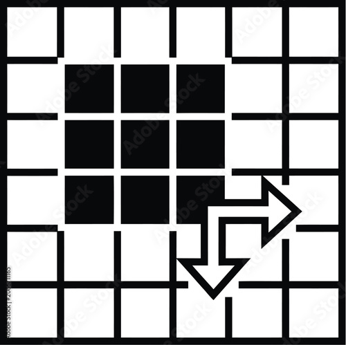 Grid structure highlights a segmented selection process within a digital interface.