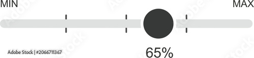 Slider represents a sixty five percent progress level on a digital interface.