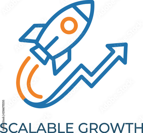 Rocket launch symbol depicts the concept of rapid business scaling success.