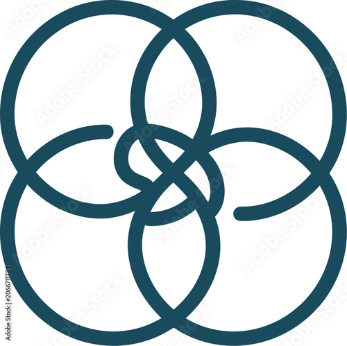 Circles interconnected create a geometric pattern representing unity.