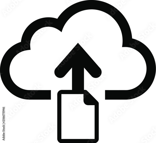 Cloud icon depicts the digital upload process for storing data files securely.