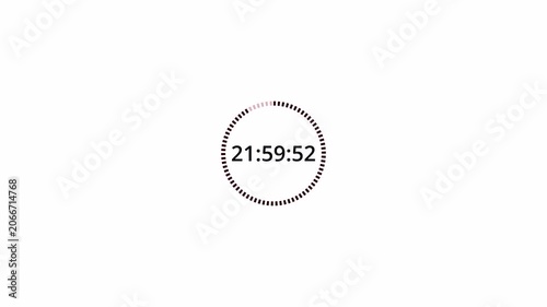 One day countdown timer animation in one minute, 24 hours countdown timer in 60 seconds on a transparent background, Countdown timer in 4k.