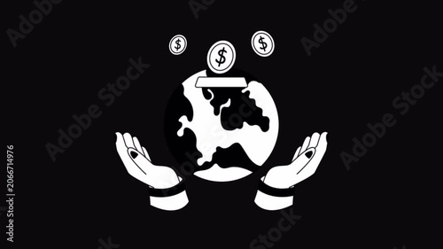 Worldwide Charity Black and White Alpha Channel Animation