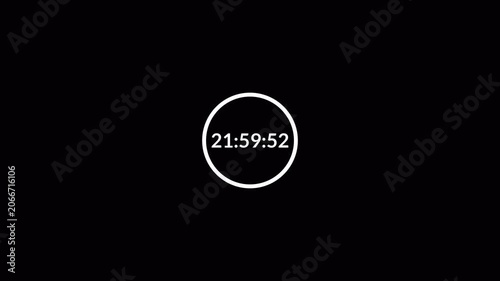 One day countdown timer animation in one minute, 24 hours countdown timer in 60 seconds on a transparent background, Countdown timer in 4k.