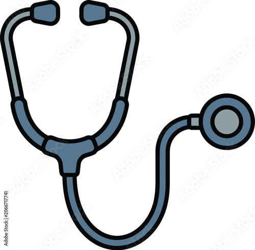 Stethoscope icon represents medical equipment used for diagnostic patient examinations.