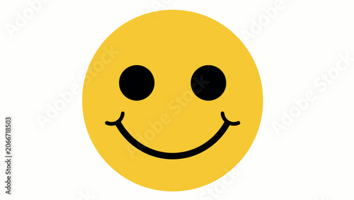 фотографія Classic yellow smiley face icon with black eyes and curved smile symbolizing hap