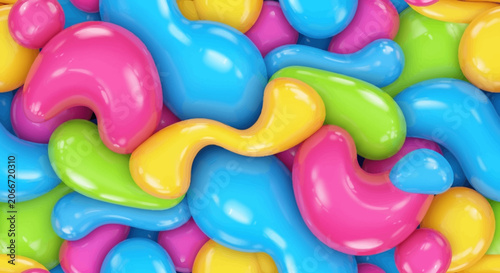 Vibrant Abstract Shapes: Colorful Gelatinous Forms, Playful Background