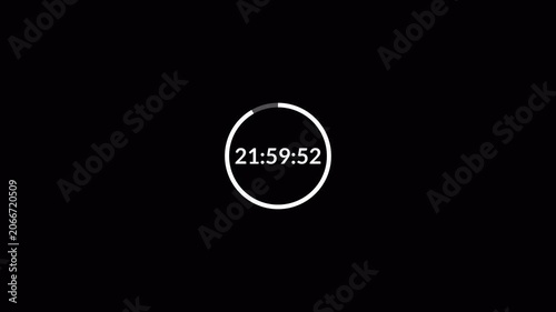 One day countdown timer animation in one minute, 24 hours countdown timer in 60 seconds on a transparent background, Countdown timer in 4k.