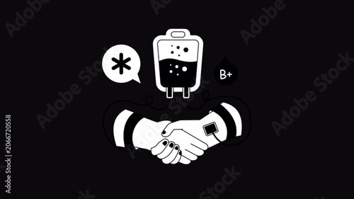 Blood Donation Black and White Alpha Channel Animation