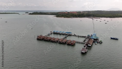 Aerial View of Waterfront Resort Over the Sea in Batam, Indonesia - 4K