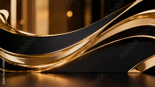 Luxury business background, elegant black and gold design, premium corporate atmosphere, sophisticated golden light trails, executive success concept,