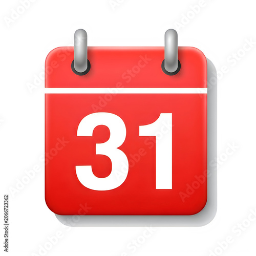 Red calendar icon showing the thirty first day of the month