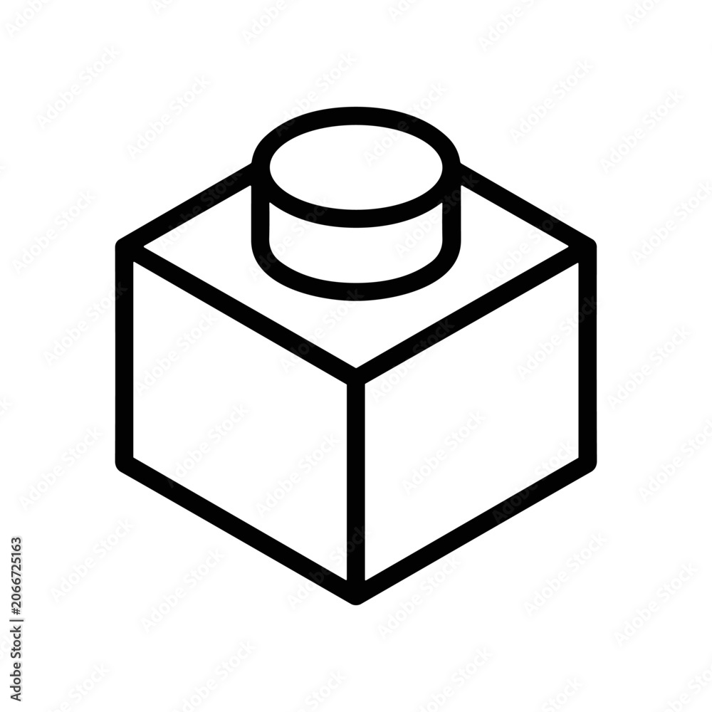 Fototapeta premium Black outline of a plastic brick.
