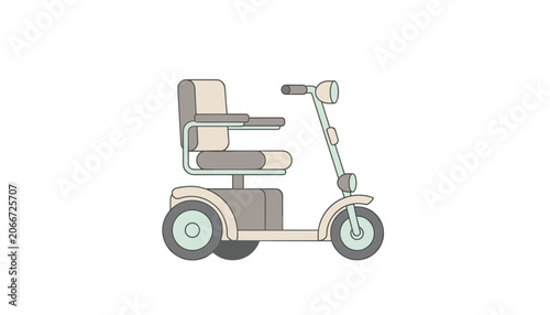 Compact electric mobility scooter used by elderly people or those with mobility challenges for easy navigation indoors or outdoors.
