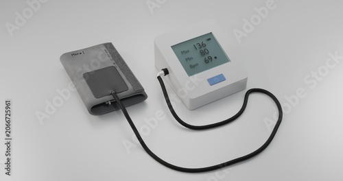 3d model of a generic sphygmomanometer with a pressure cuff for blood pressure measurement. Not AI generated