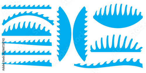 Фотография Abstract decorative blue sea wave silhouette vector illustration set