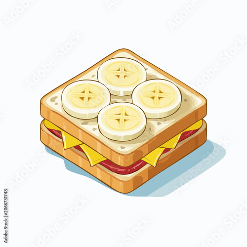 Illustration of a Banana and Cheese Sandwich