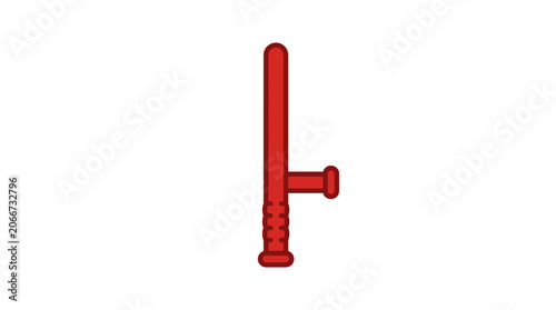 Canvastavla Red Police Baton on White Background