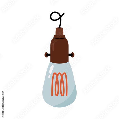 Fotografía Vintage Edison light bulb with glowing filament isolated vector illustration