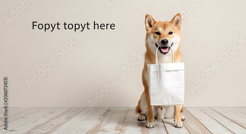 Shiba Inu with a Paper Bag - A Humorous and Adorable Portrait.