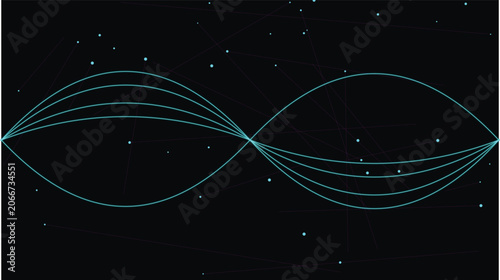 Εκτύπωση καμβά A glowing teal waveform emanates across a starry night sky with celestial bodies