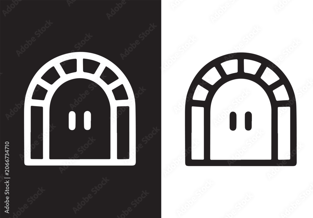 Fototapeta premium Stone Arch Gate Line Icon Vector Medieval Entrance Symbol