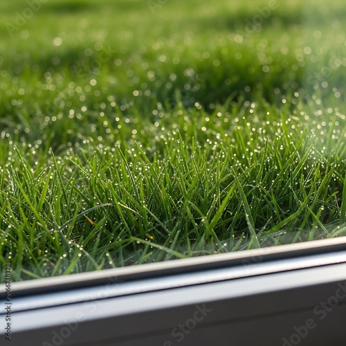 Dew-Kissed Blades - A Morning Glimpse of Natures Refreshment.