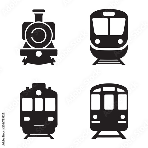 Passenger railcar train icon silhouette public transportation illustration design