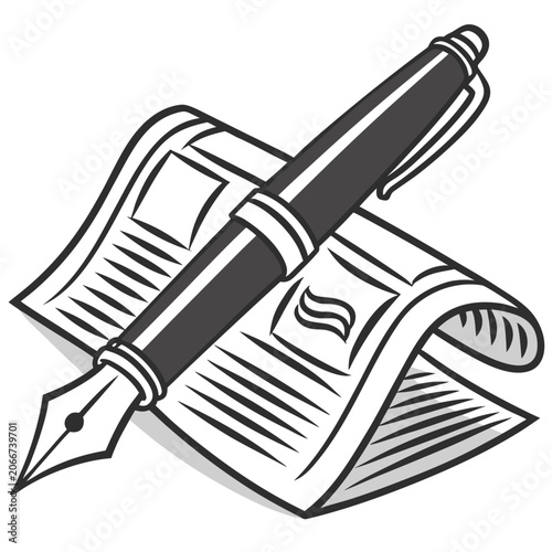 Canvastavla Classic fountain pen resting on newspaper article.