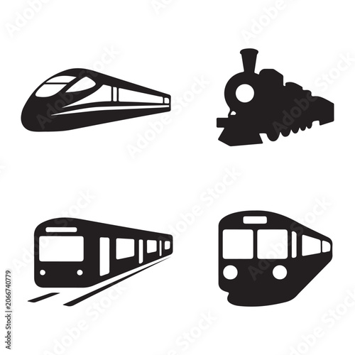 Rail transit icon bundle train locomotive subway tram illustration design