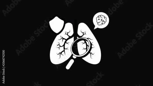 Lungs Cancer Black and White Alpha Channel Animation