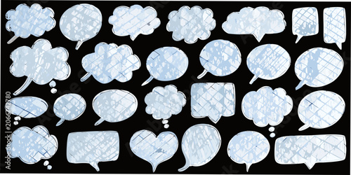 Bilde på lerret Collection Of Speech Bubbles Vector Illustration With Light Blue Fill