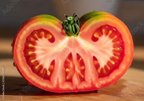 Heirloom Tomato Slice - A Fresh and Colorful Close-Up.