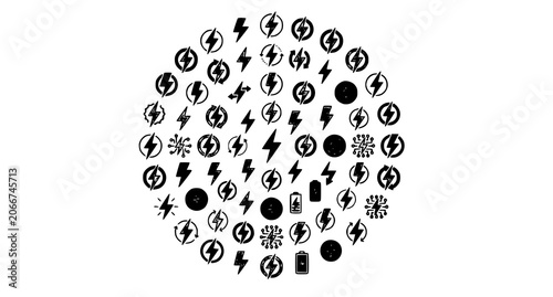 Obraz na płótnie Modern lightning and energy icon collection with thunderbolt and power symbols v