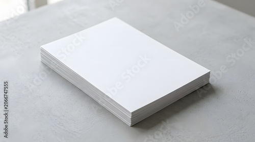 White Blank Square Flyer Stack Mockup on Minimal Gray Surface