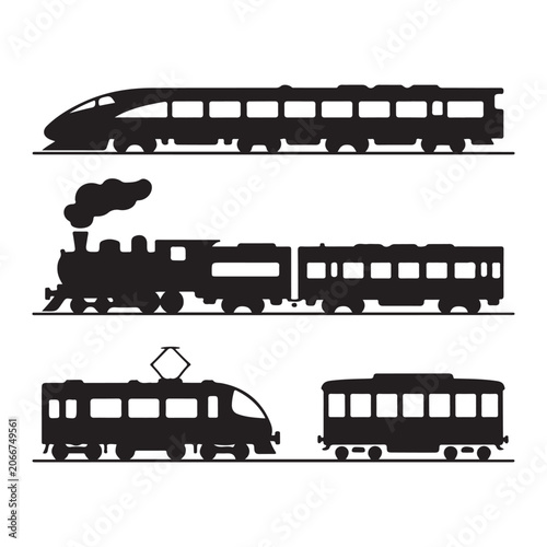 Railway icon bundle modern silhouette train transportation illustration design