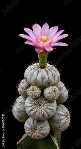Blooming Astrophytum Capricorne - A Stunning Cactus Flower Portrait.