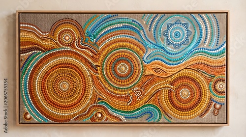 Desert Spirit Vision Dot Art, Abstract Tribal Mandala with Sacred Geometric Point Pattern