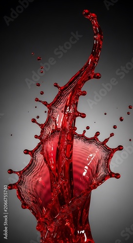 Dynamic Red Liquid Splash Against a Dark Backdrop.
