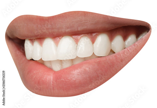 Foto Perfect woman`s smile on white background