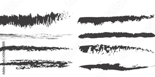 Konstfotografi Black brush stroke set isolated on background