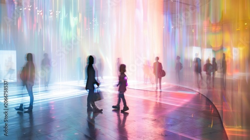 People silhouettes colorful space