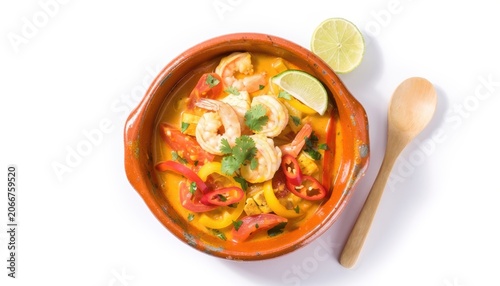 Moqueca Baiana Seafood Stew from Brazil with Shrimp and Vegetables