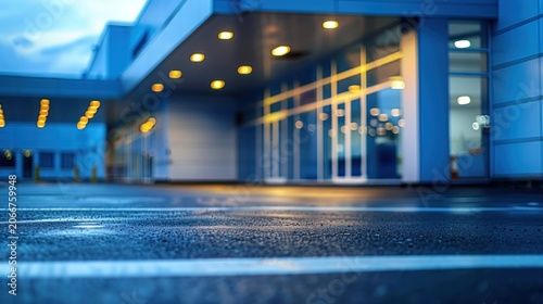 Modern building exterior at night