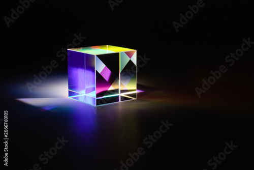 A glass dichroic prism disperse light into different colors