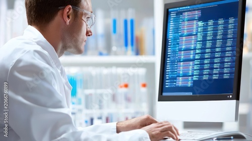 Scientist working on computer